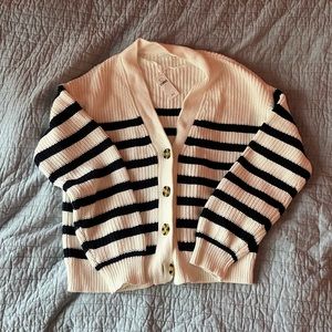 Gap White Striped Cardigan